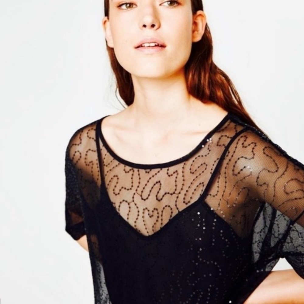 zara tulle maxi dress with drop short sleeves